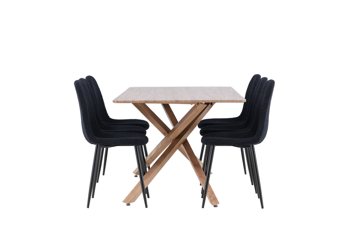 Piazza Esstisch mit Polar Stühlen in Schwarz präsentiert im Onlineshop von KAQTU Design AG. Esszimmerset ist von Venture Home