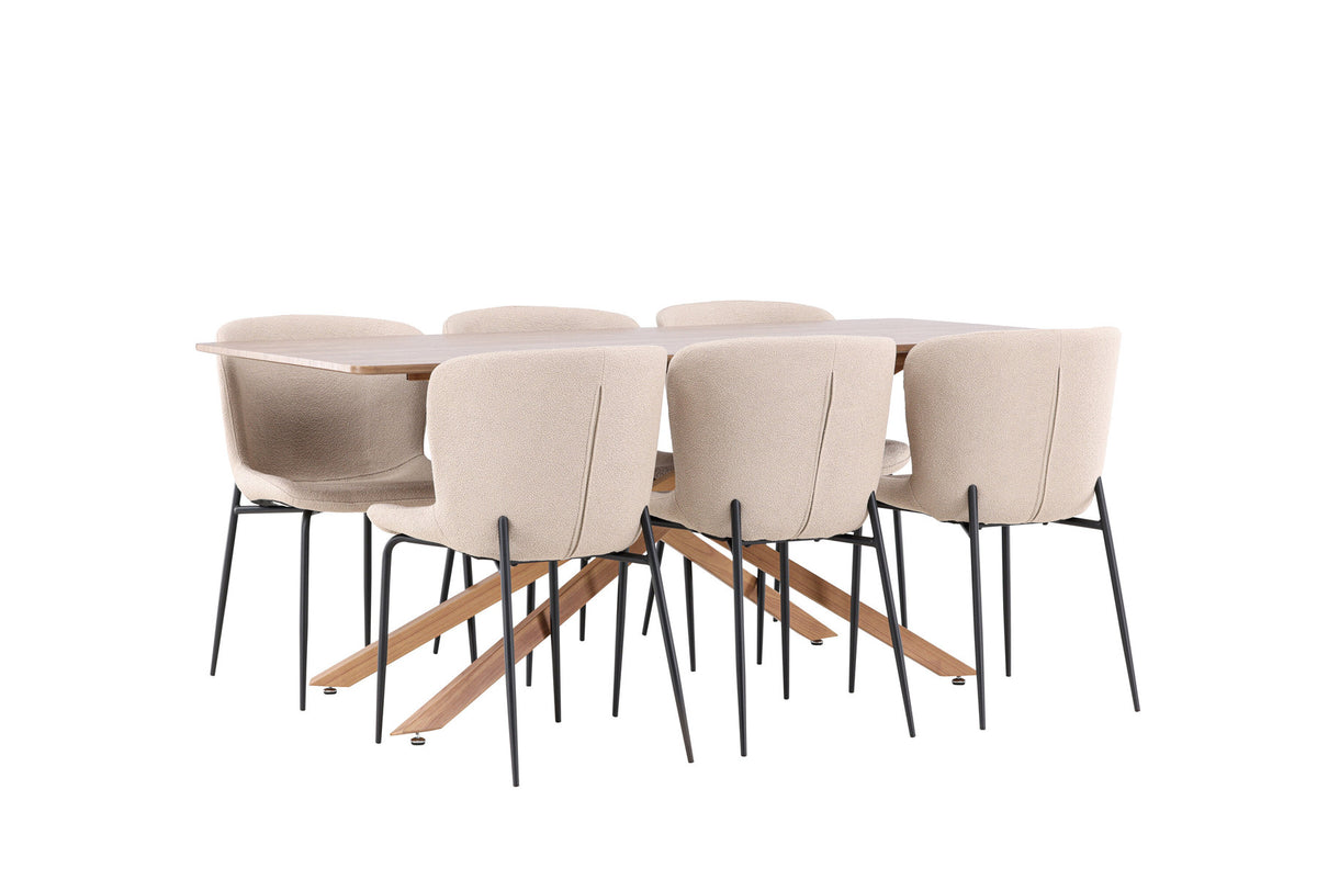 Piazza Esstisch mit Modesto Stühlen in Beige präsentiert im Onlineshop von KAQTU Design AG. Esszimmerset ist von Venture Home