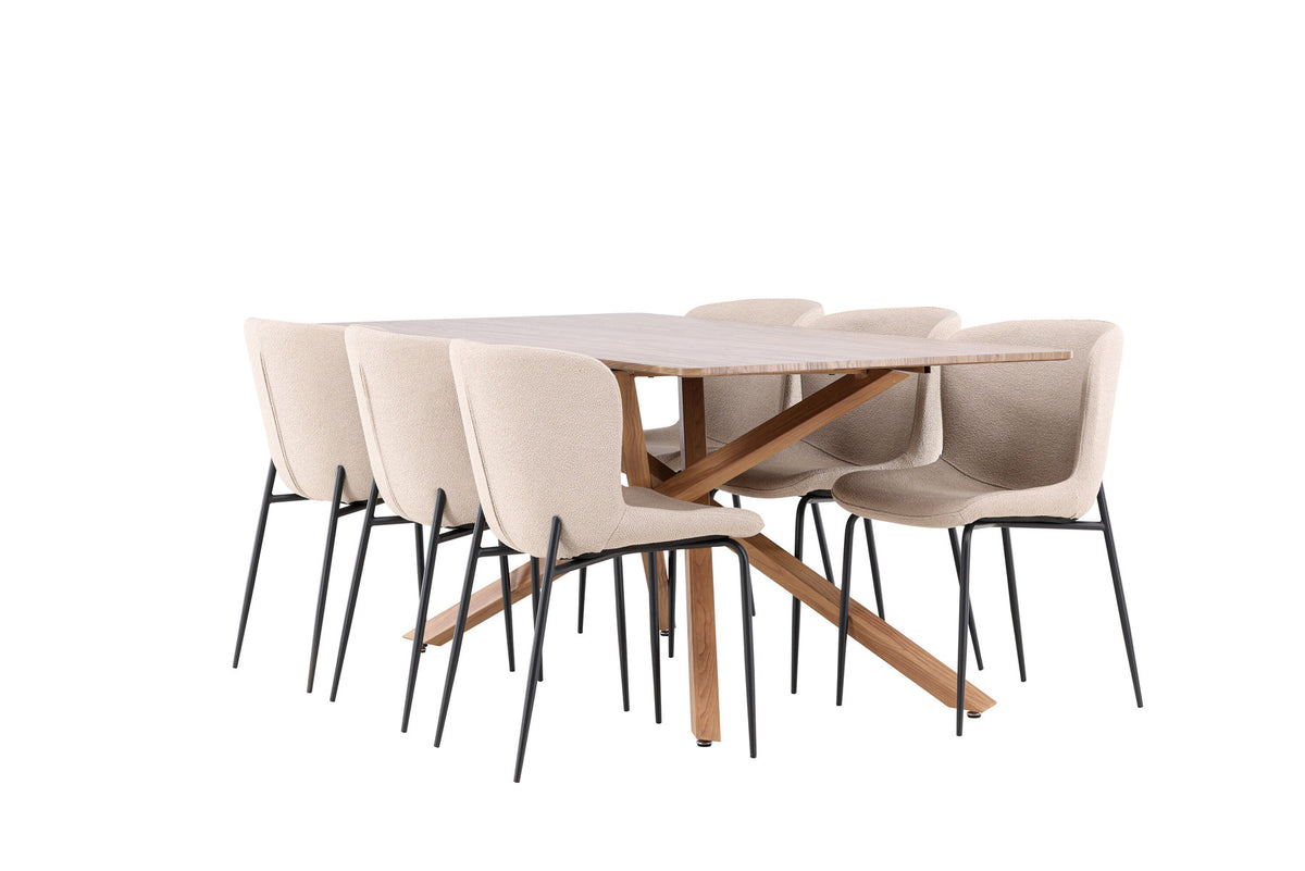 Piazza Esstisch mit Modesto Stühlen in Beige präsentiert im Onlineshop von KAQTU Design AG. Esszimmerset ist von Venture Home