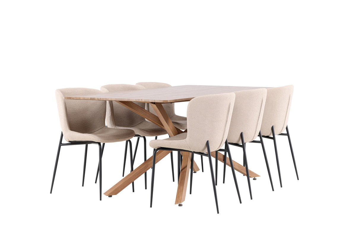 Piazza Esstisch mit Modesto Stühlen in Beige präsentiert im Onlineshop von KAQTU Design AG. Esszimmerset ist von Venture Home