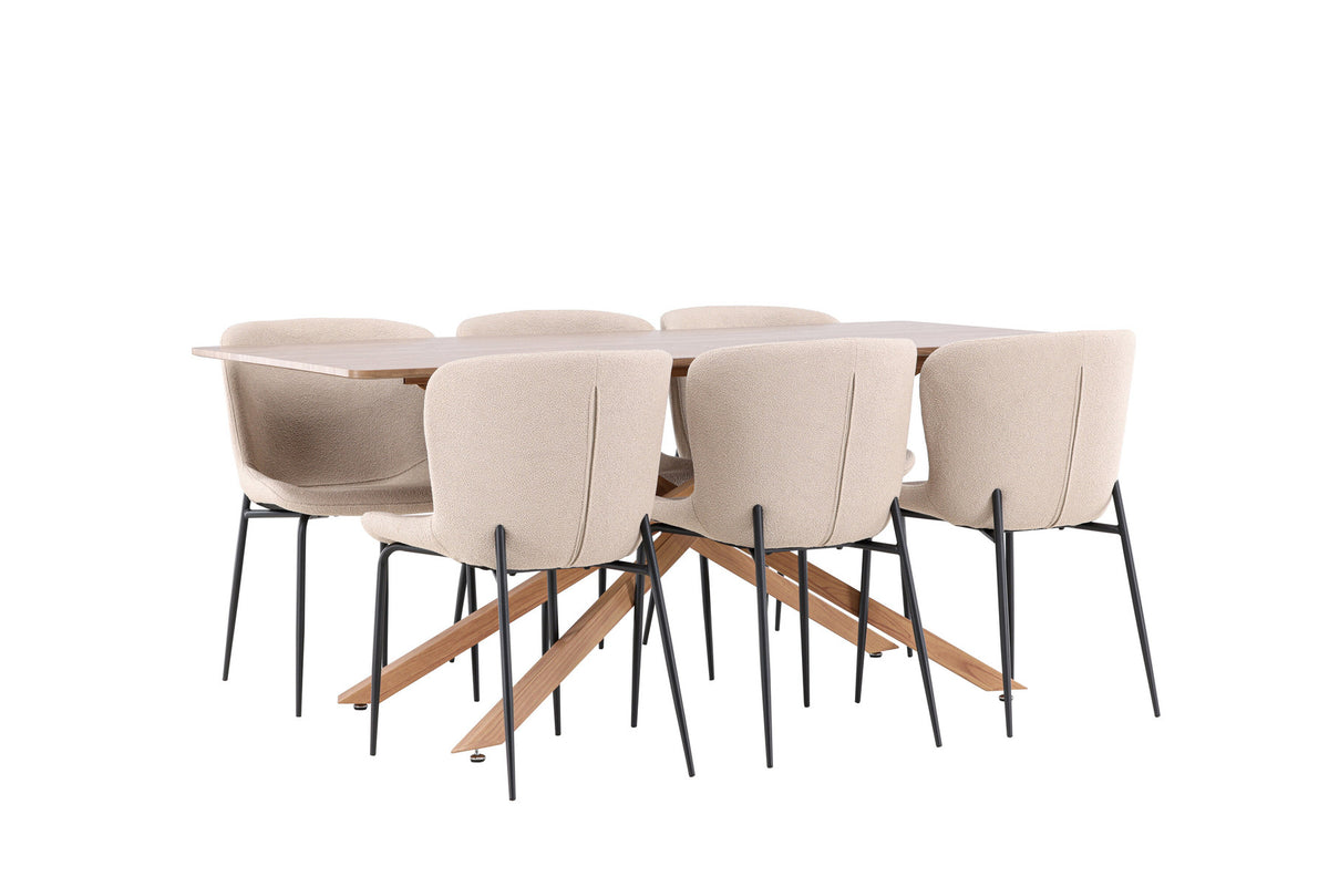 Piazza Esstisch mit Modesto Stühlen in Beige präsentiert im Onlineshop von KAQTU Design AG. Esszimmerset ist von Venture Home