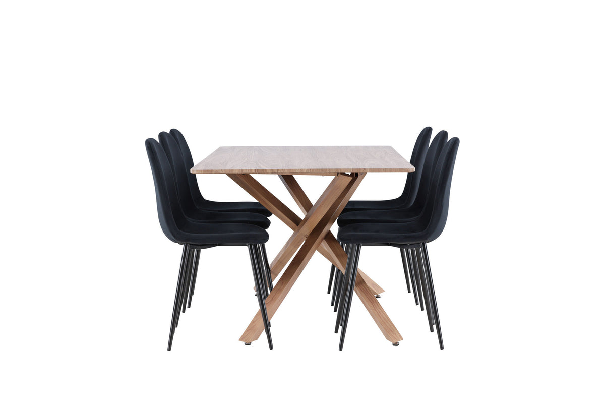 Piazza Esstisch mit Polar Stühlen in Schwarz präsentiert im Onlineshop von KAQTU Design AG. Esszimmerset ist von Venture Home