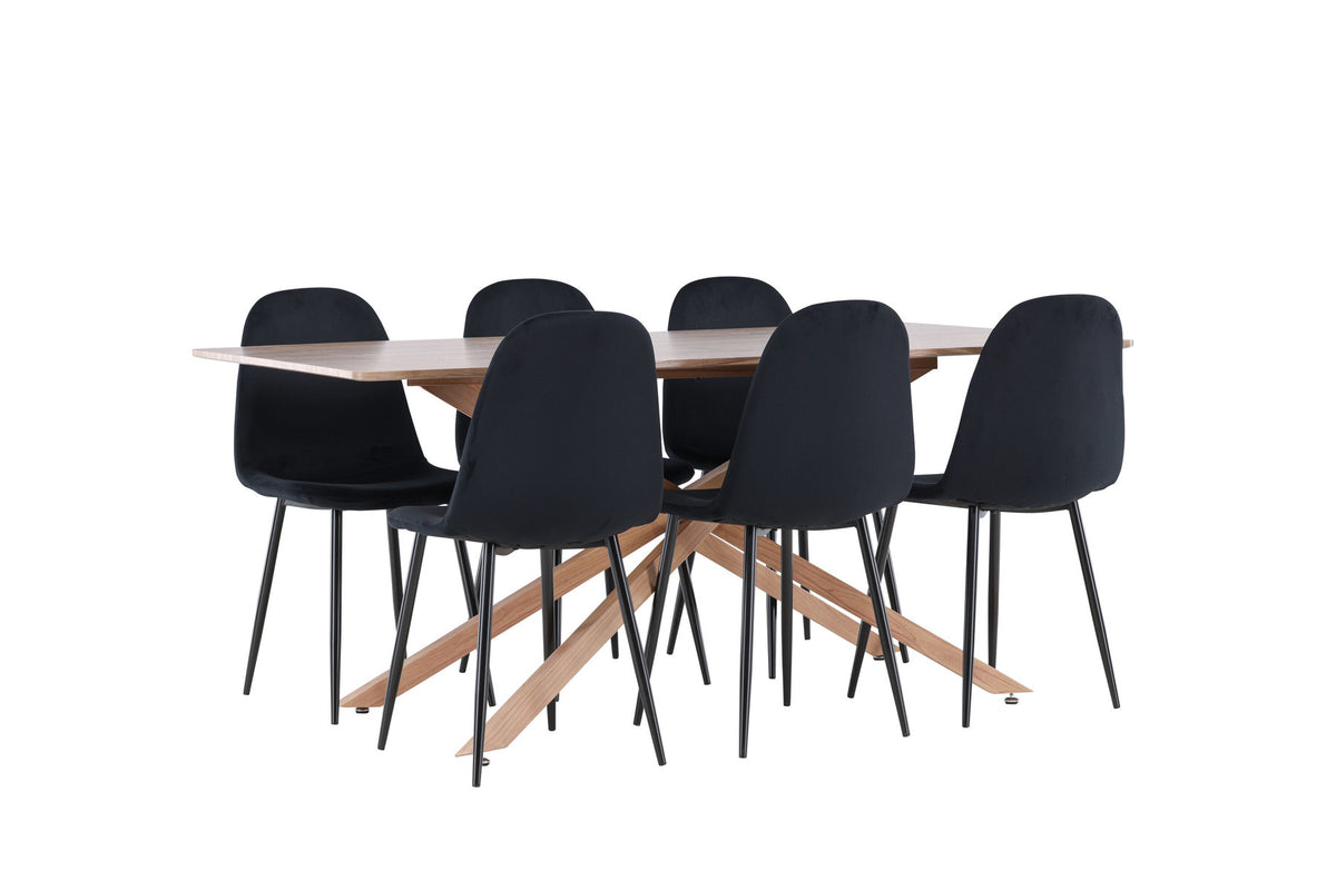 Piazza Esstisch mit Polar Stühlen in Schwarz präsentiert im Onlineshop von KAQTU Design AG. Esszimmerset ist von Venture Home