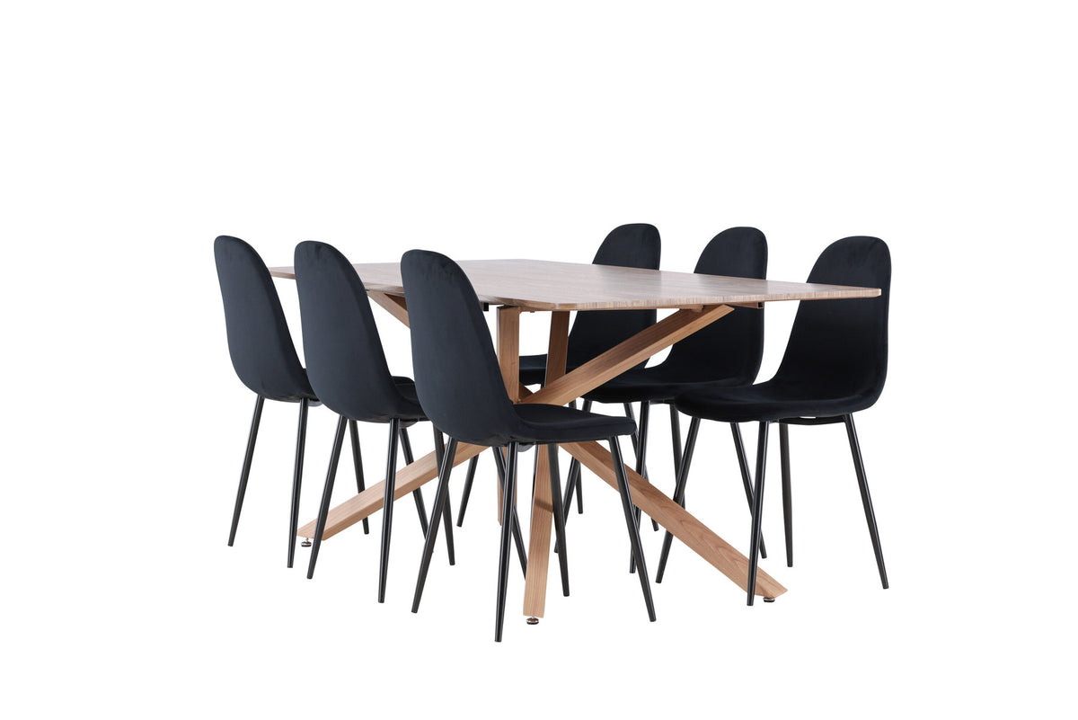 Piazza Esstisch mit Polar Stühlen in Schwarz präsentiert im Onlineshop von KAQTU Design AG. Esszimmerset ist von Venture Home