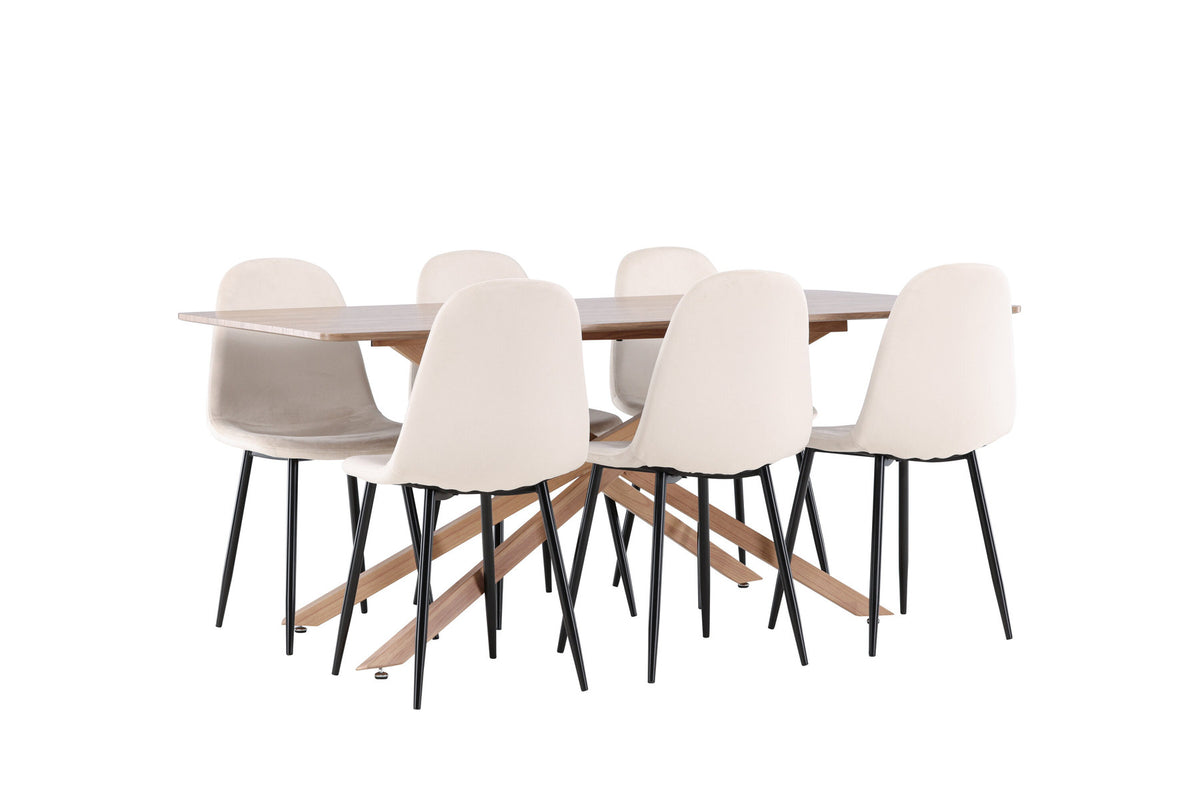 Piazza Esstisch mit Polar Stühlen in Beige präsentiert im Onlineshop von KAQTU Design AG. Esszimmerset ist von Venture Home