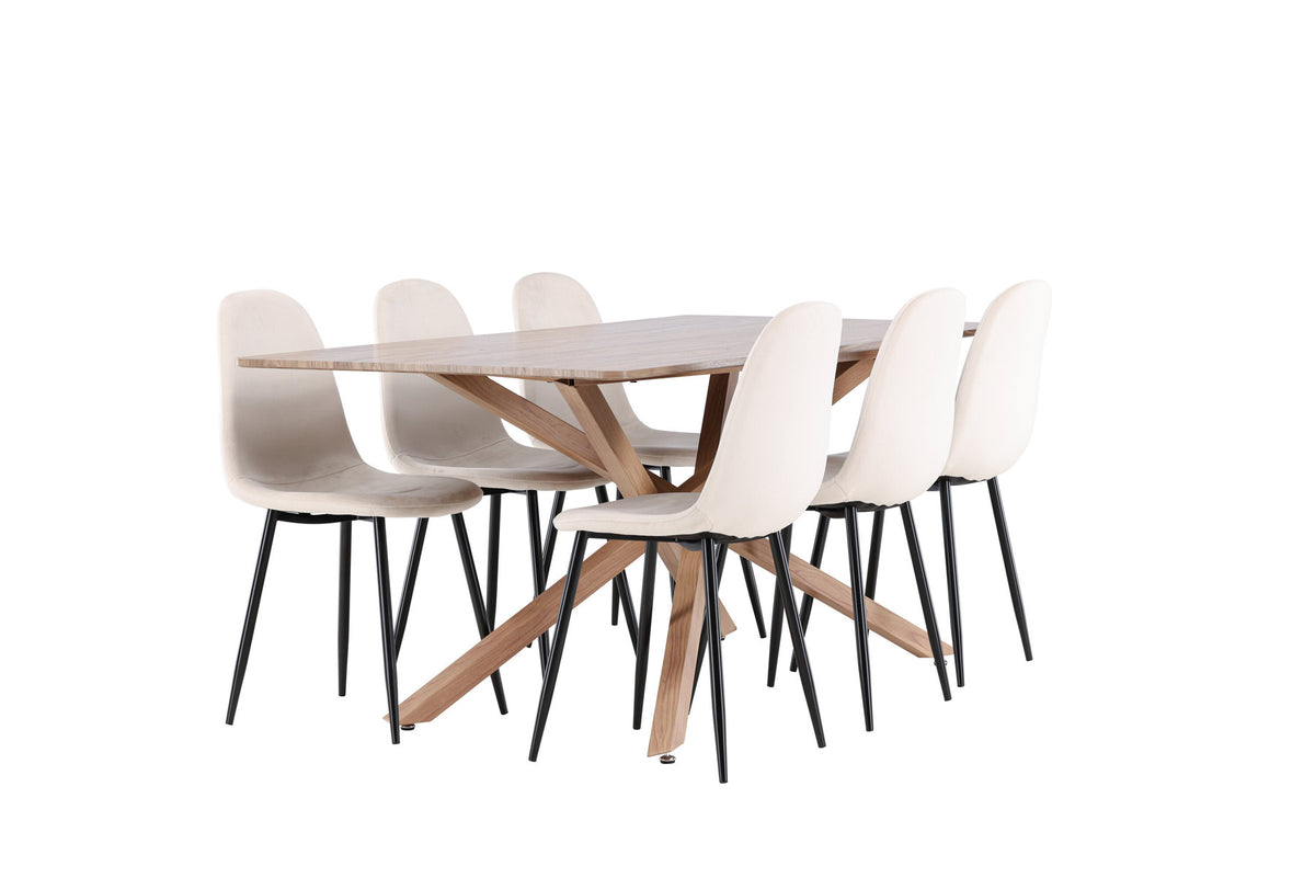 Piazza Esstisch mit Polar Stühlen in Beige präsentiert im Onlineshop von KAQTU Design AG. Esszimmerset ist von Venture Home