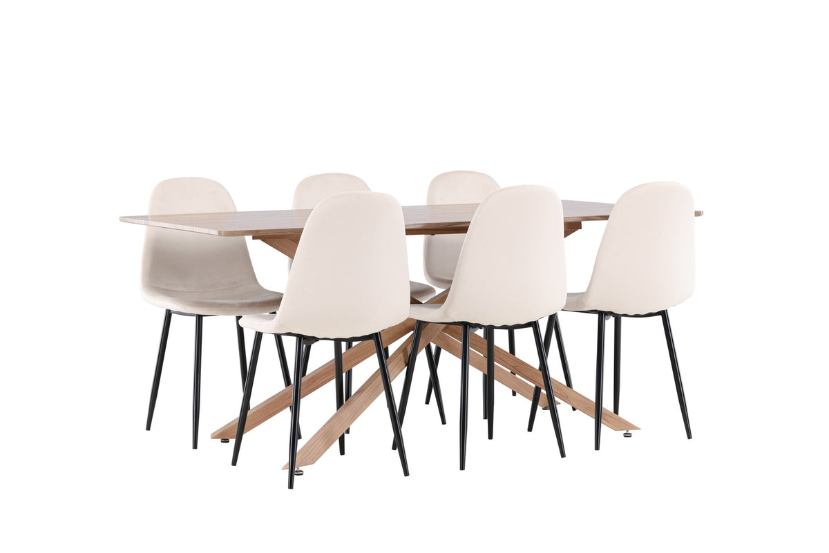 Piazza Esstisch mit Polar Stühlen in Beige präsentiert im Onlineshop von KAQTU Design AG. Esszimmerset ist von Venture Home