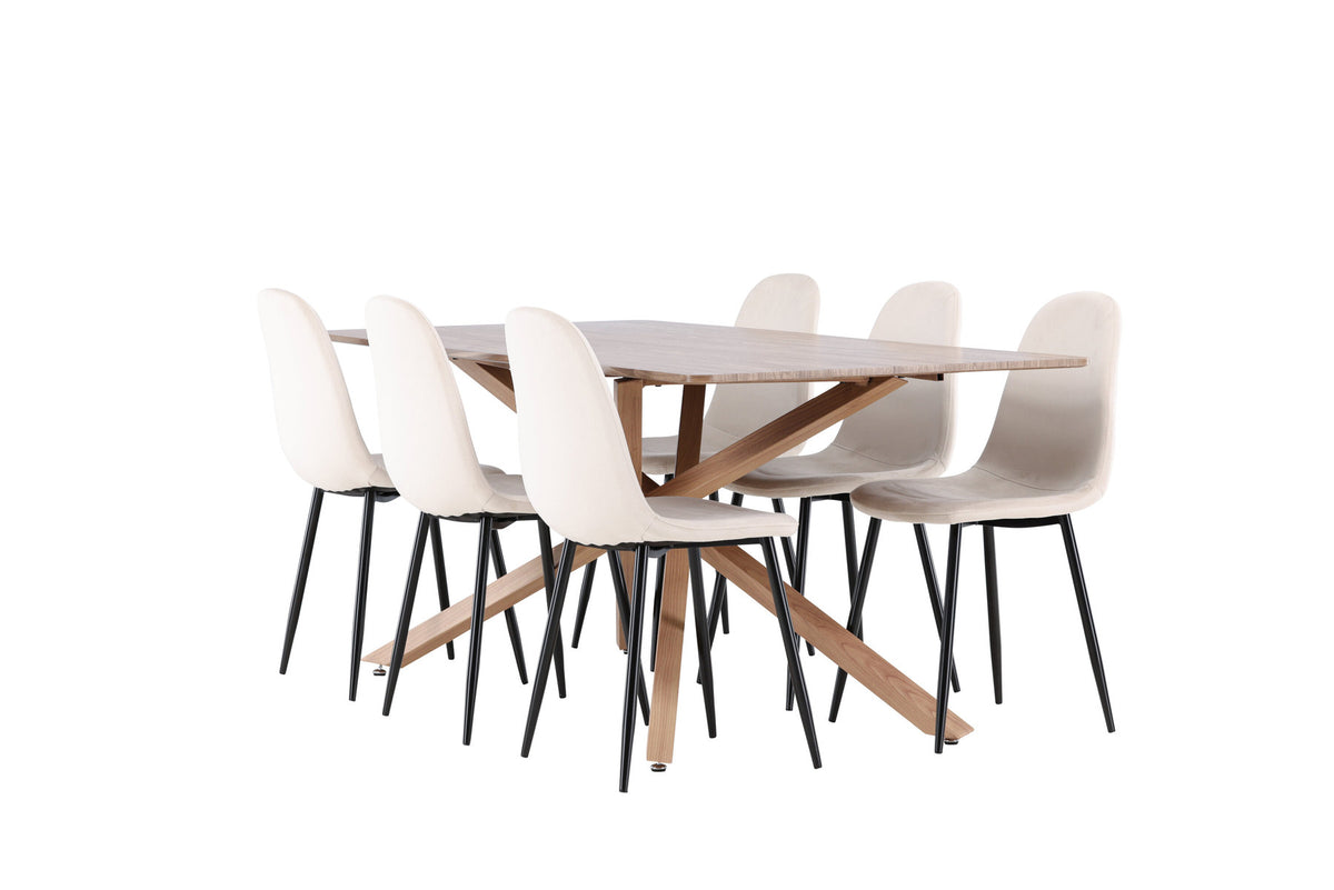 Piazza Esstisch mit Polar Stühlen in Beige präsentiert im Onlineshop von KAQTU Design AG. Esszimmerset ist von Venture Home