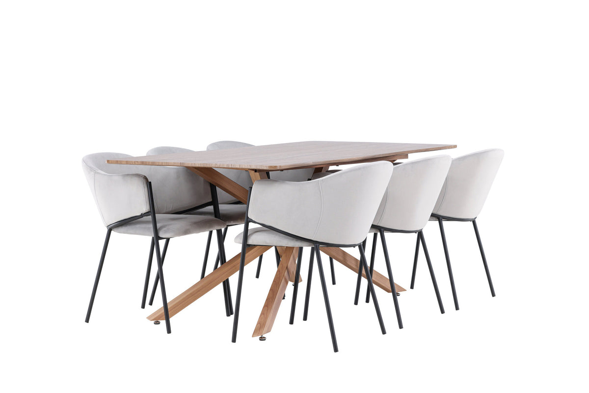 Piazza Esstisch mit Evelina Stühlen in Grau präsentiert im Onlineshop von KAQTU Design AG. Esszimmerset ist von Venture Home