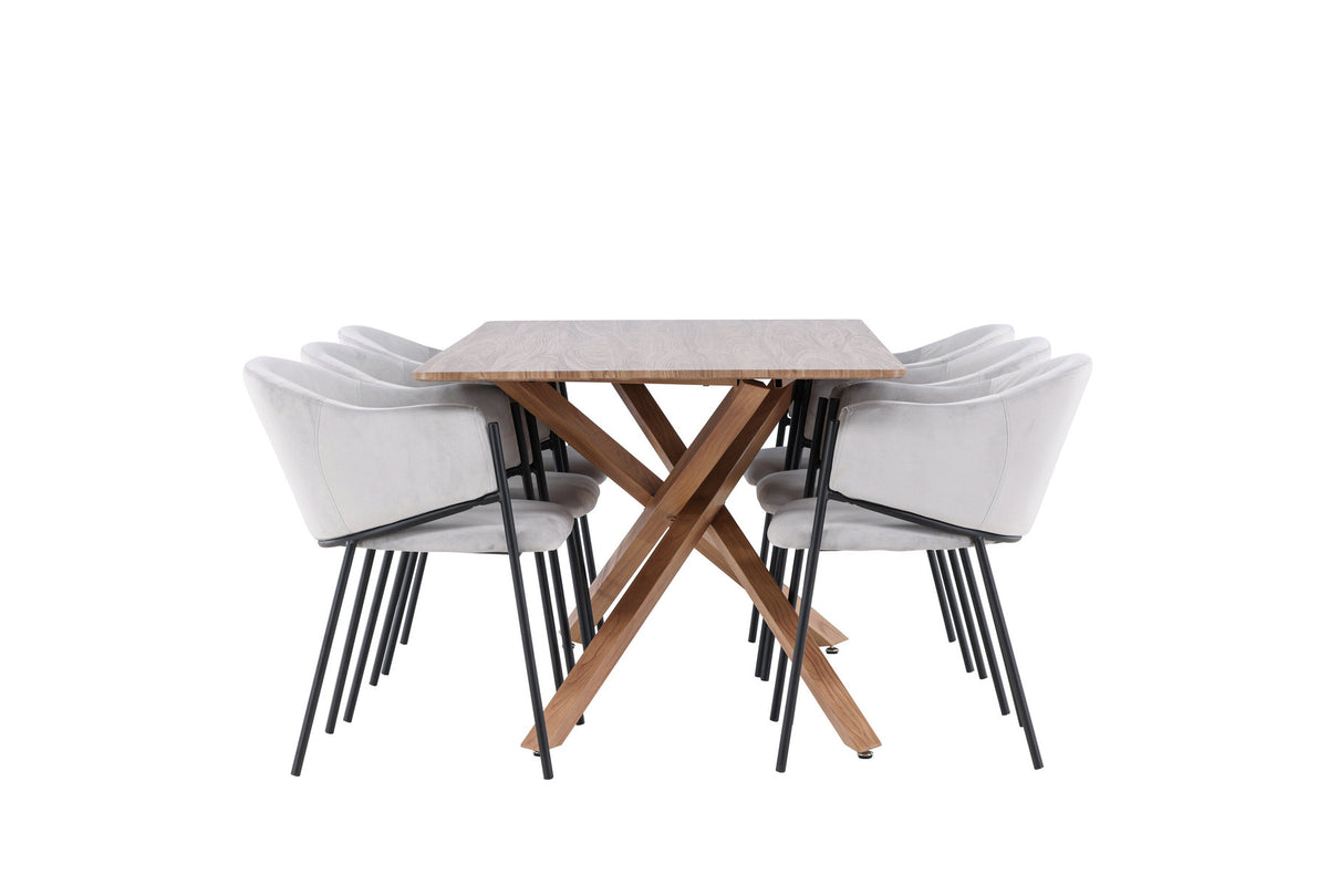 Piazza Esstisch mit Evelina Stühlen in Grau präsentiert im Onlineshop von KAQTU Design AG. Esszimmerset ist von Venture Home