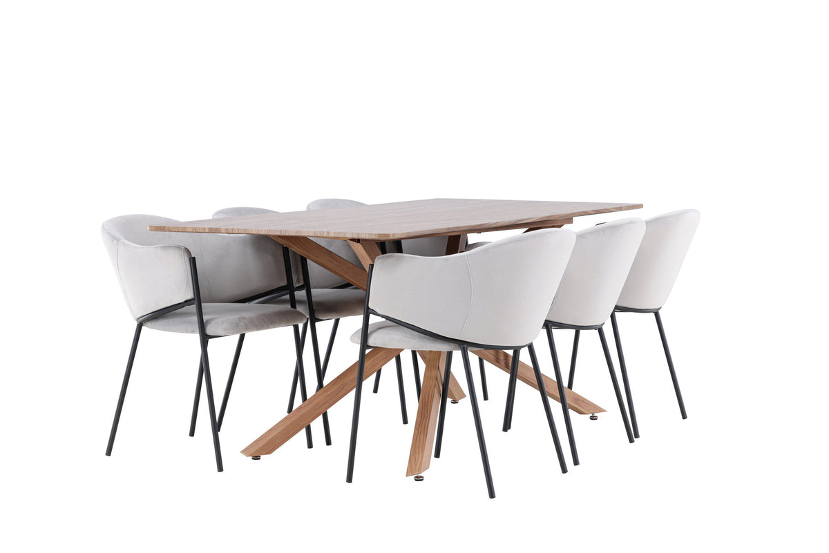 Piazza Esstisch mit Evelina Stühlen in Grau präsentiert im Onlineshop von KAQTU Design AG. Esszimmerset ist von Venture Home