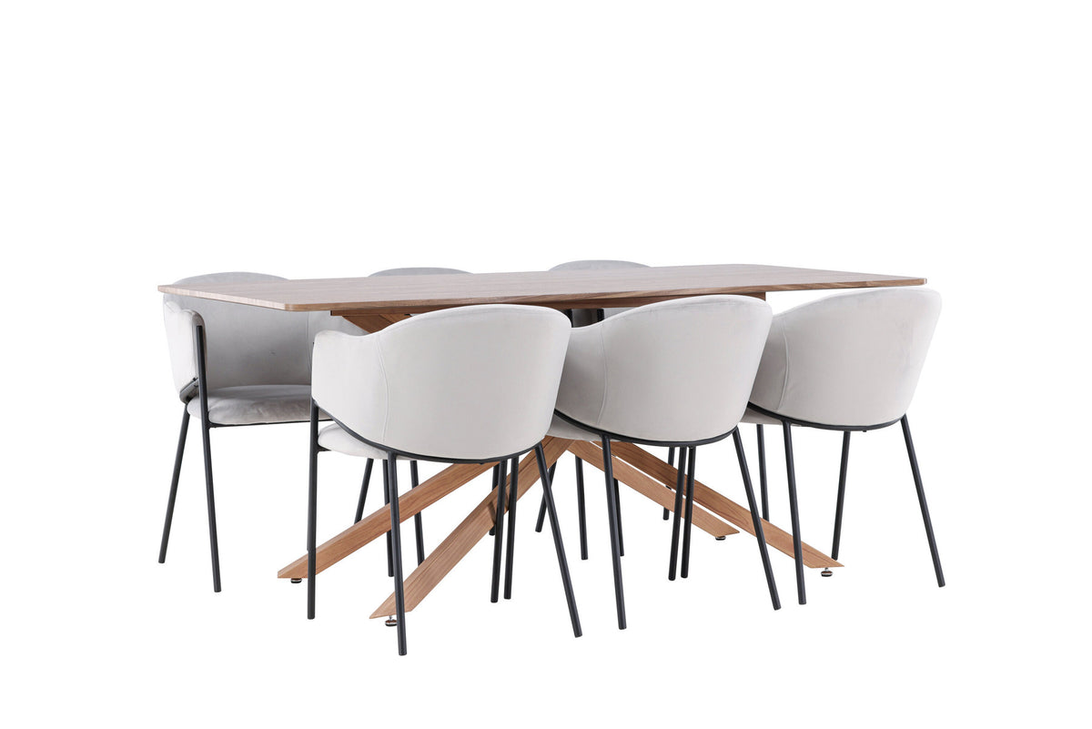 Piazza Esstisch mit Evelina Stühlen in Grau präsentiert im Onlineshop von KAQTU Design AG. Esszimmerset ist von Venture Home