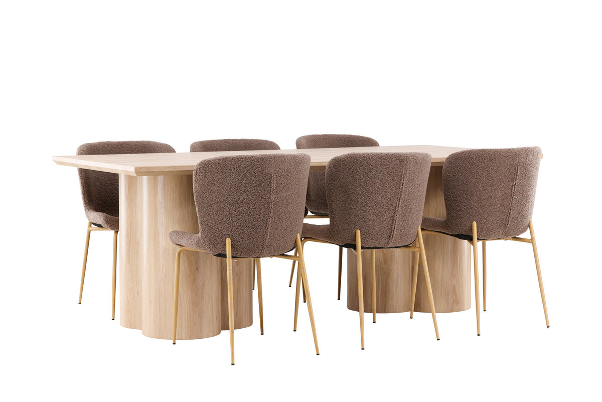 Olivia Esstisch mit Modesto Stühlen in Braun präsentiert im Onlineshop von KAQTU Design AG. Esszimmerset ist von Venture Home