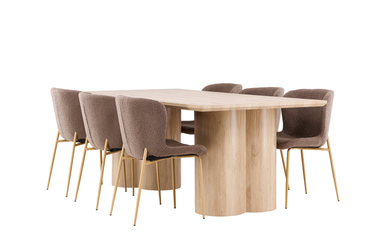 Olivia Esstisch mit Modesto Stühlen in Braun präsentiert im Onlineshop von KAQTU Design AG. Esszimmerset ist von Venture Home