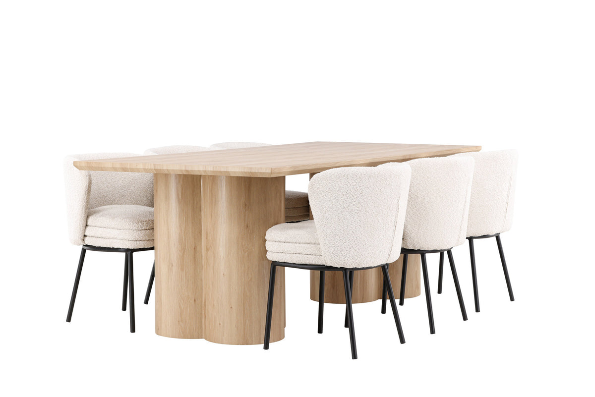 Olivia Esstisch mit Agnes Stühlen in Weiss präsentiert im Onlineshop von KAQTU Design AG. Esszimmerset ist von Venture Home