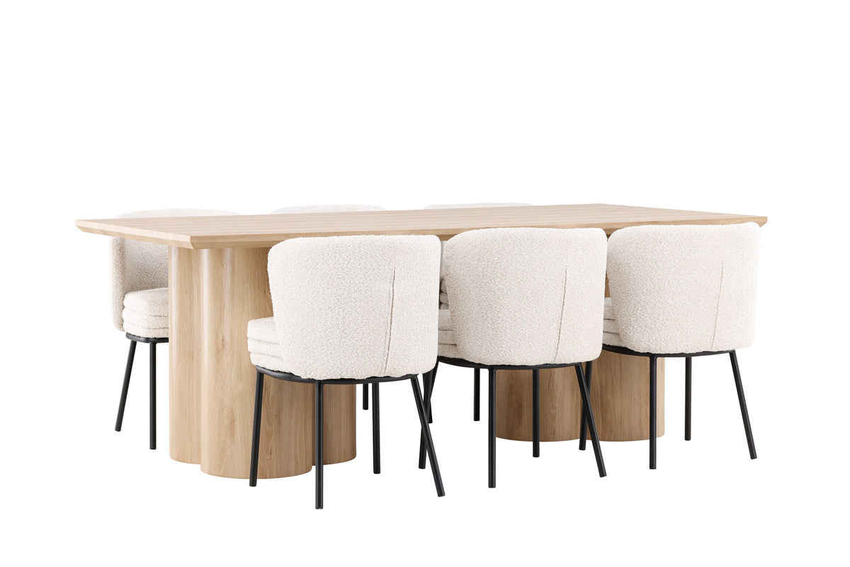 Olivia Esstisch mit Agnes Stühlen in Weiss präsentiert im Onlineshop von KAQTU Design AG. Esszimmerset ist von Venture Home