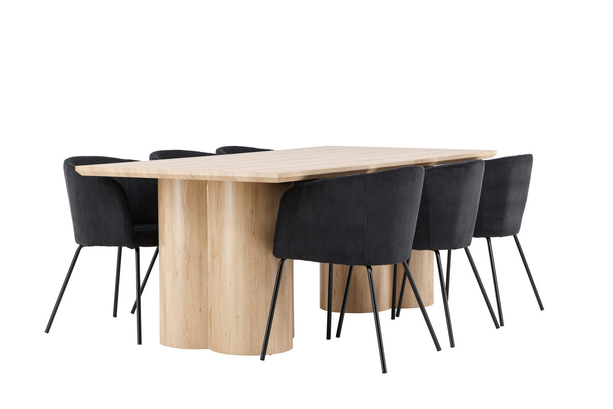 Olivia Esstisch mit Stühlen von Berit in Schwarz präsentiert im Onlineshop von KAQTU Design AG. Esszimmerset ist von Venture Home