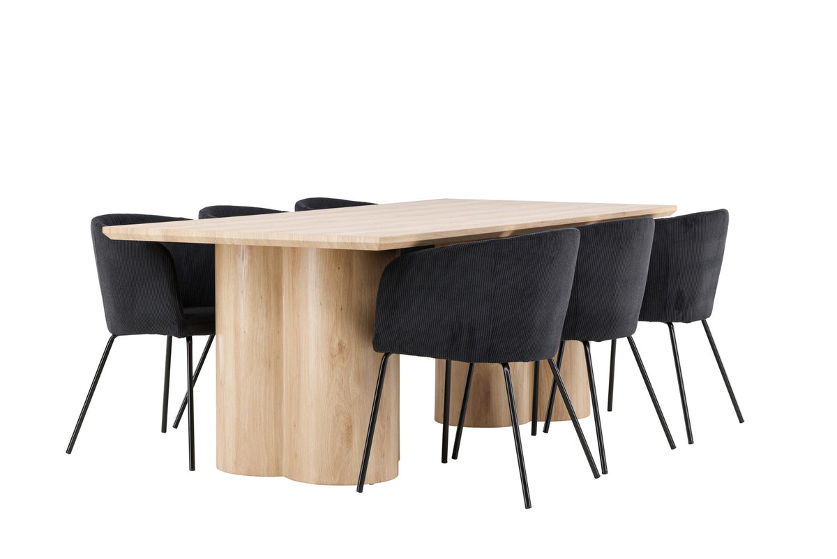 Olivia Esstisch mit Stühlen von Berit in Schwarz präsentiert im Onlineshop von KAQTU Design AG. Esszimmerset ist von Venture Home