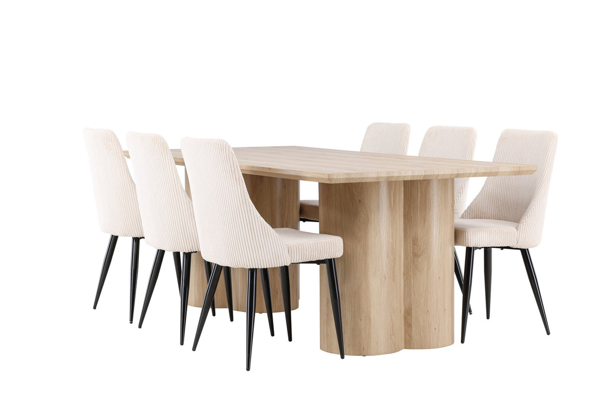 Olivia Esstisch mit Leone Stühlen in Beige präsentiert im Onlineshop von KAQTU Design AG. Esszimmerset ist von Venture Home