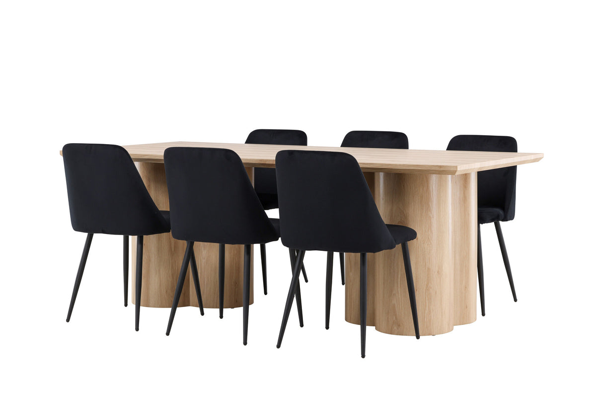 Olivia Esstisch mit Night Stühlen in Schwarz präsentiert im Onlineshop von KAQTU Design AG. Esszimmerset ist von Venture Home