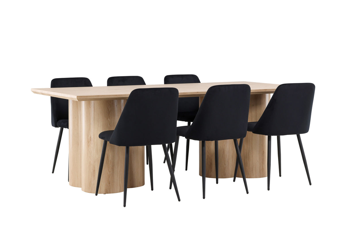 Olivia Esstisch mit Night Stühlen in Schwarz präsentiert im Onlineshop von KAQTU Design AG. Esszimmerset ist von Venture Home