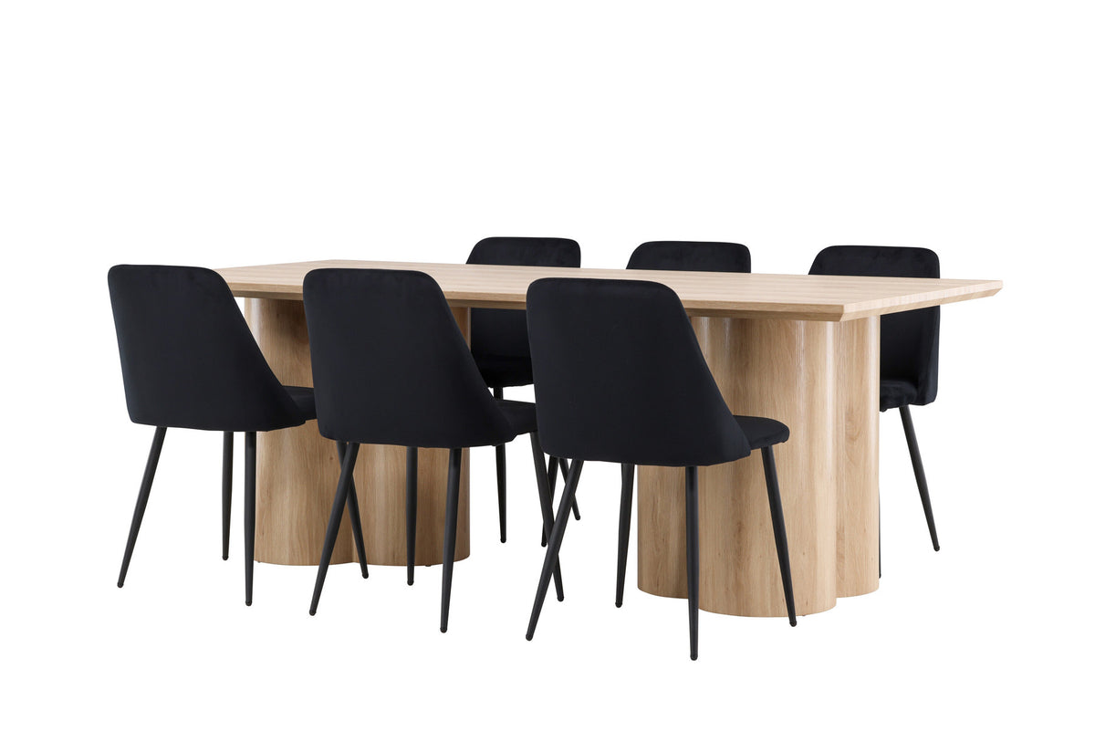 Olivia Esstisch mit Night Stühlen in Schwarz präsentiert im Onlineshop von KAQTU Design AG. Esszimmerset ist von Venture Home
