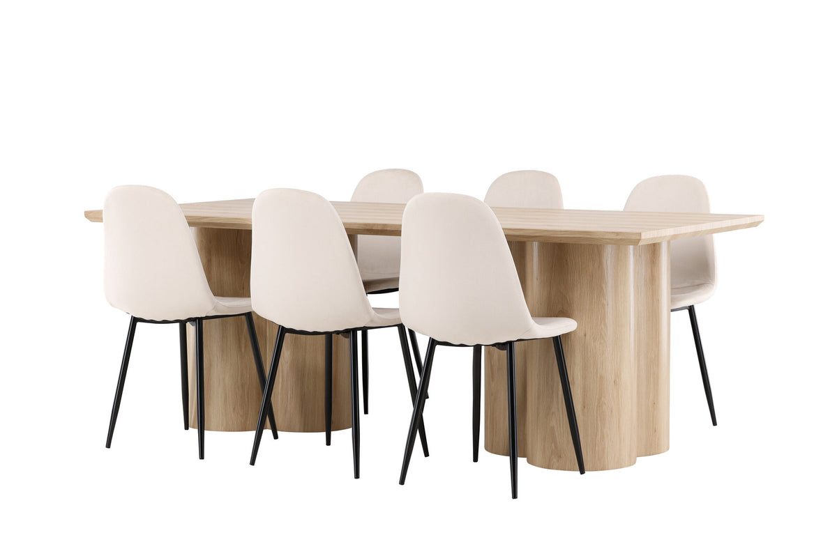 Olivia Esstisch mit Polar Stühlen in Beige präsentiert im Onlineshop von KAQTU Design AG. Esszimmerset ist von Venture Home