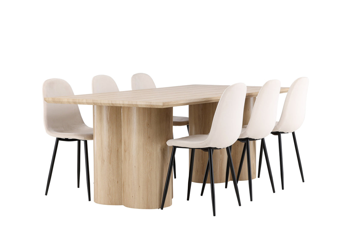Olivia Esstisch mit Polar Stühlen in Beige präsentiert im Onlineshop von KAQTU Design AG. Esszimmerset ist von Venture Home