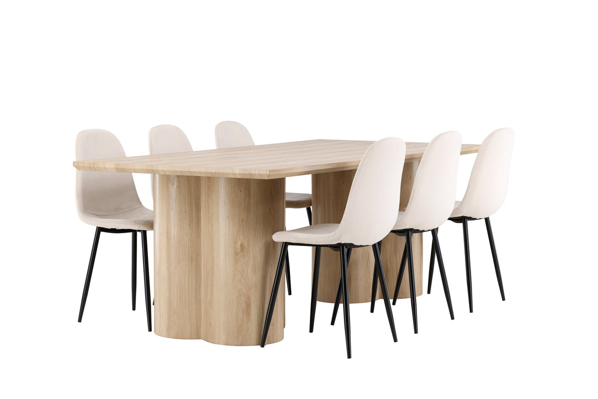 Olivia Esstisch mit Polar Stühlen in Beige präsentiert im Onlineshop von KAQTU Design AG. Esszimmerset ist von Venture Home
