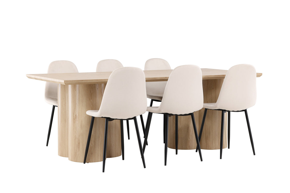 Olivia Esstisch mit Polar Stühlen in Beige präsentiert im Onlineshop von KAQTU Design AG. Esszimmerset ist von Venture Home