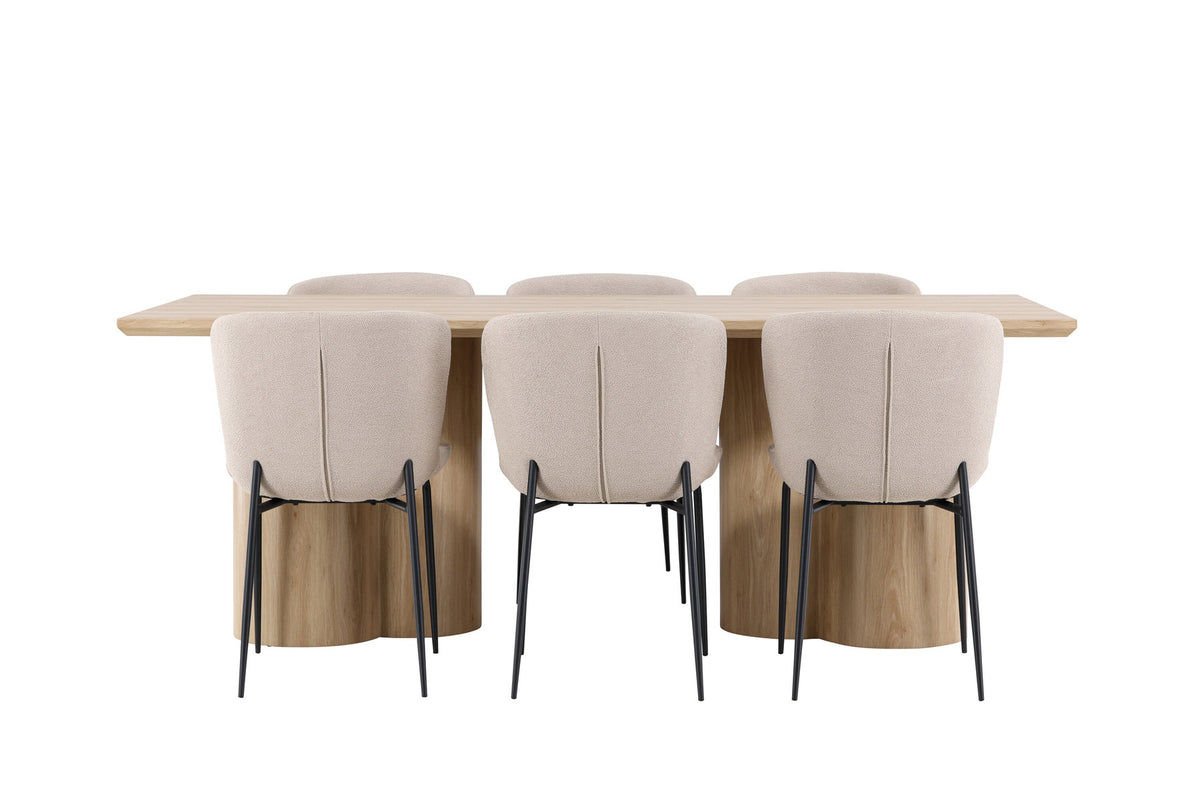Olivia Esstisch mit Modesto Stühlen in Beige präsentiert im Onlineshop von KAQTU Design AG. Esszimmerset ist von Venture Home