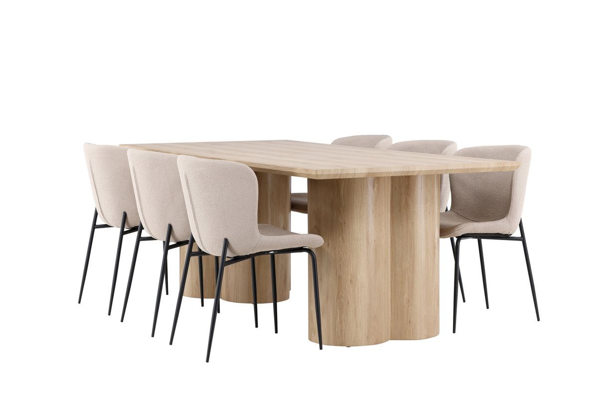 Olivia Esstisch mit Modesto Stühlen in Beige präsentiert im Onlineshop von KAQTU Design AG. Esszimmerset ist von Venture Home