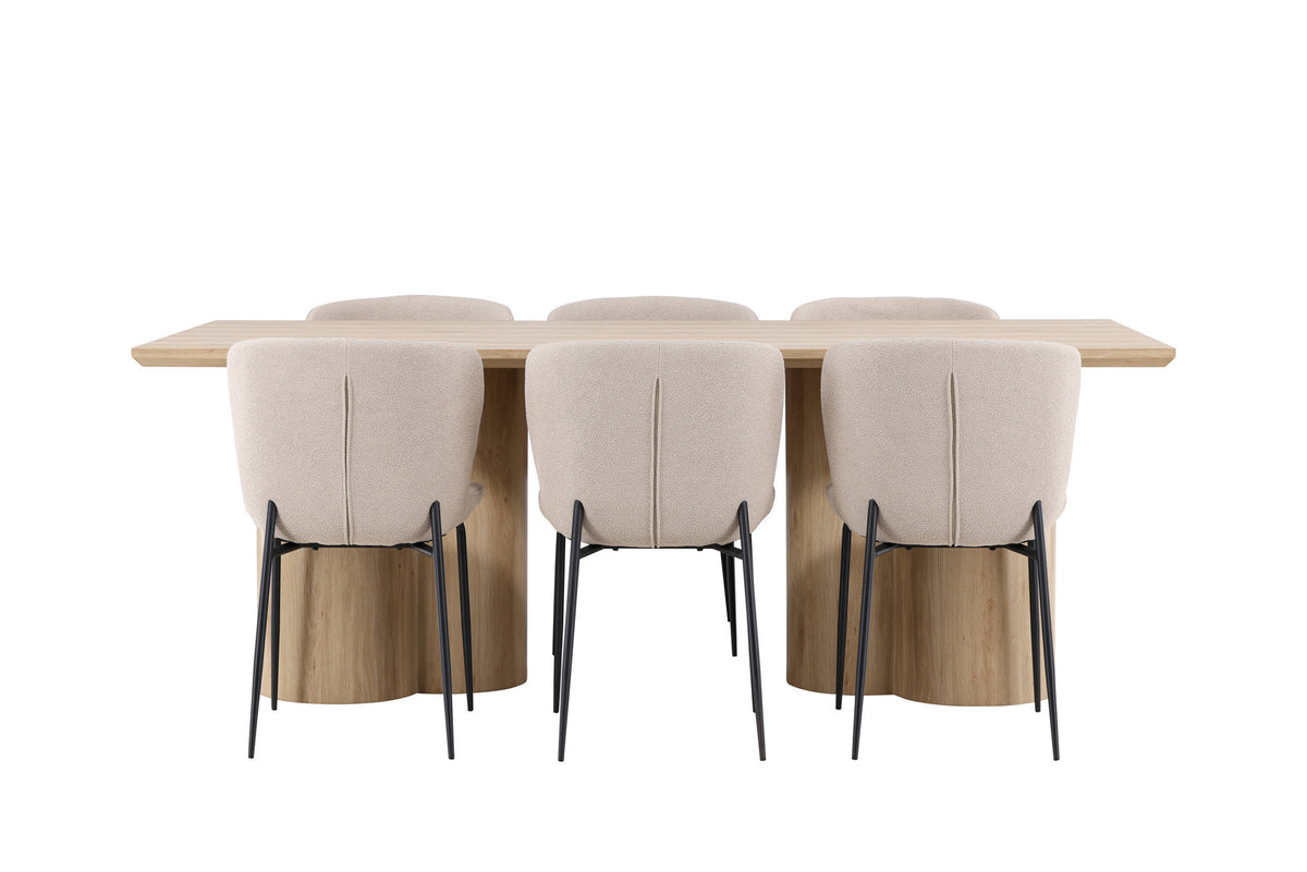 Olivia Esstisch mit Modesto Stühlen in Beige präsentiert im Onlineshop von KAQTU Design AG. Esszimmerset ist von Venture Home