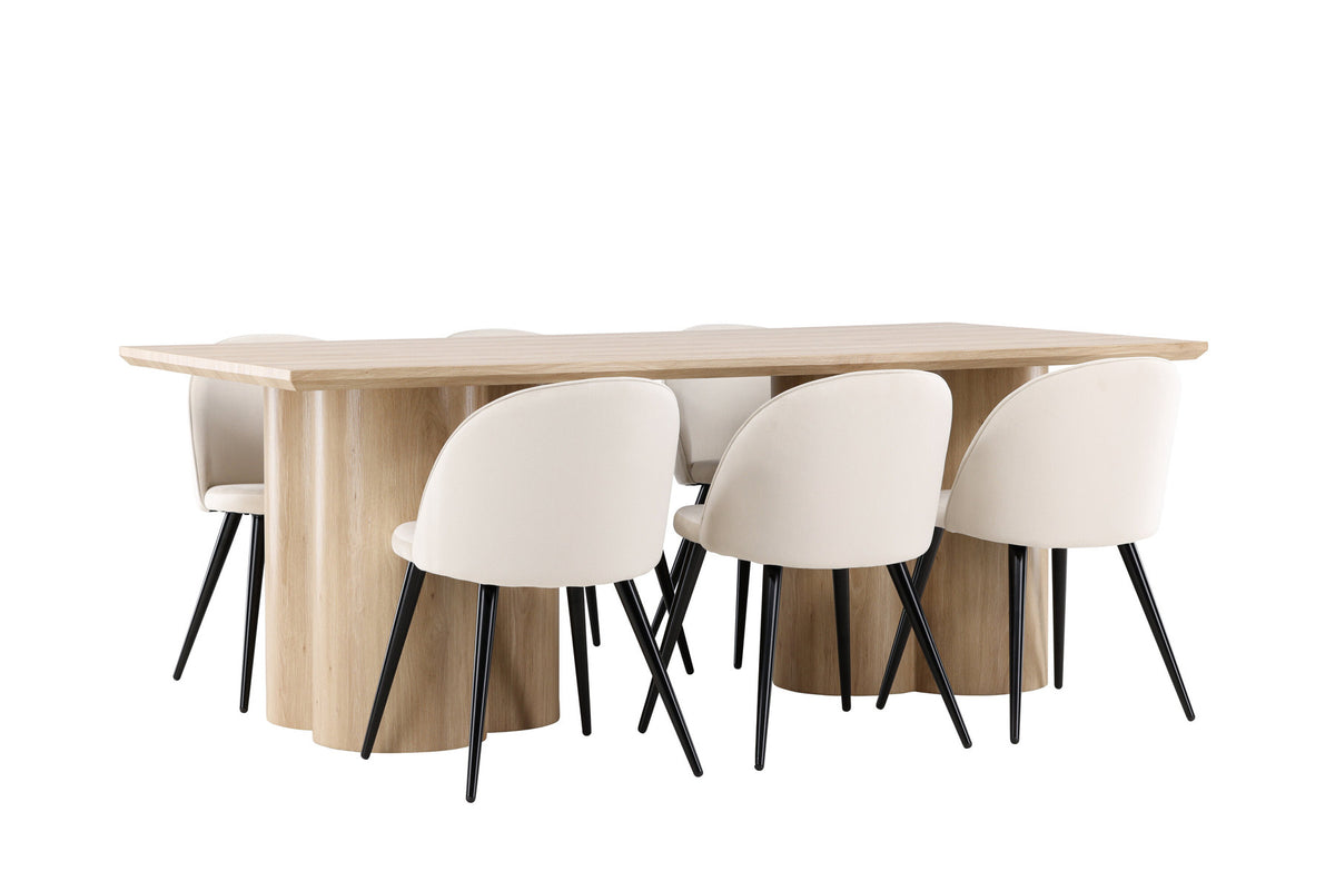 Olivia Esstisch mit Velvet Stühlen in Beige präsentiert im Onlineshop von KAQTU Design AG. Esszimmerset ist von Venture Home