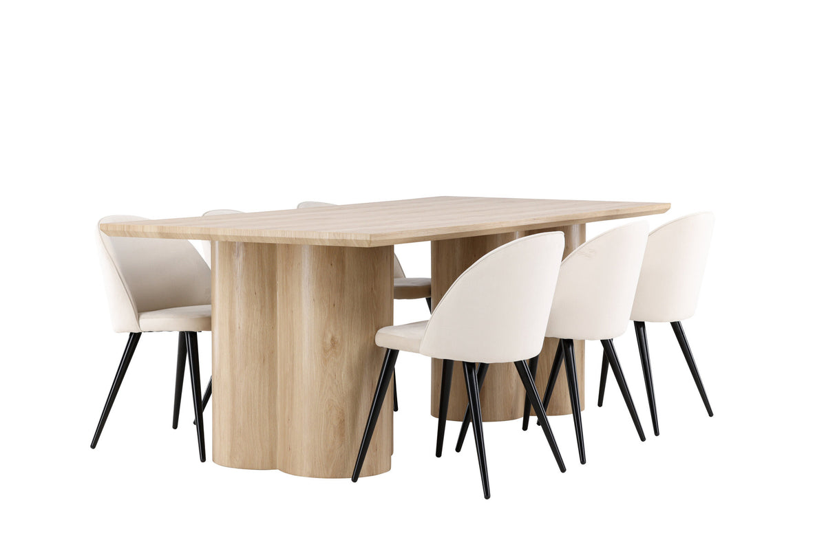 Olivia Esstisch mit Velvet Stühlen in Beige präsentiert im Onlineshop von KAQTU Design AG. Esszimmerset ist von Venture Home