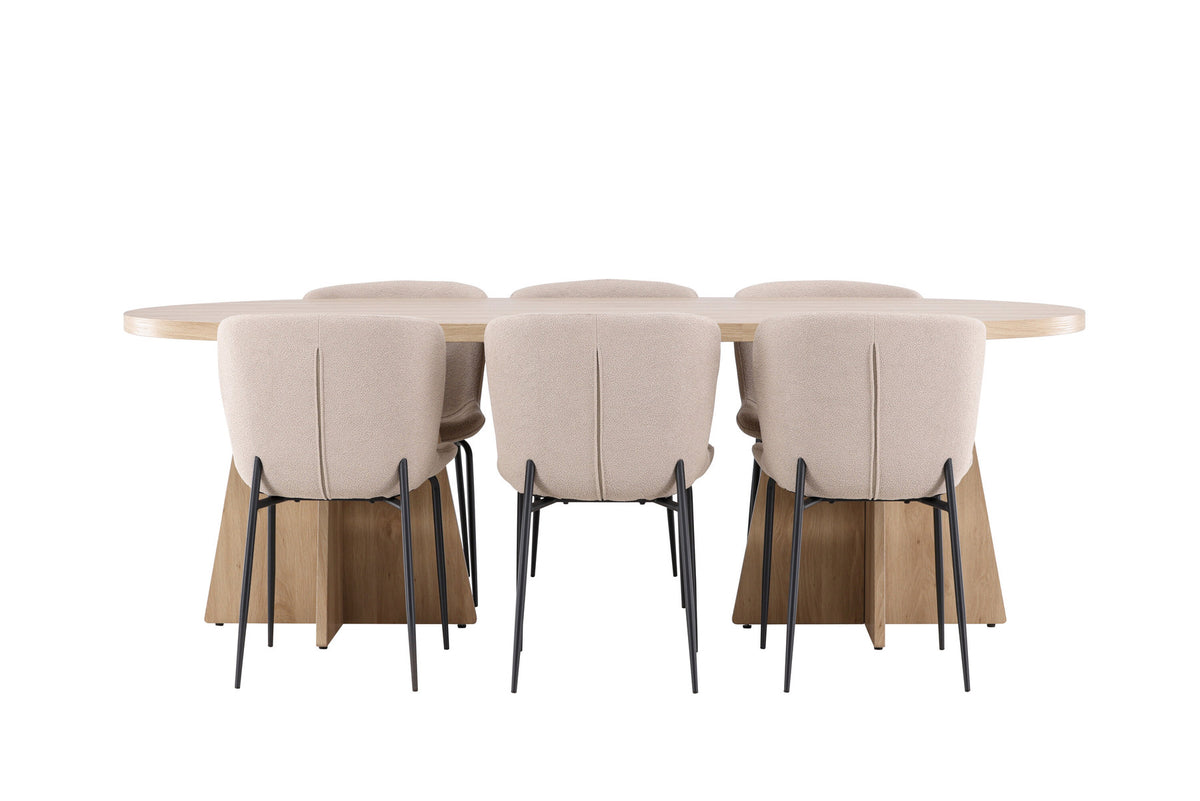 Bootcut Esstisch mit Modesto Stühlen in Beige präsentiert im Onlineshop von KAQTU Design AG. Esszimmerset ist von Venture Home