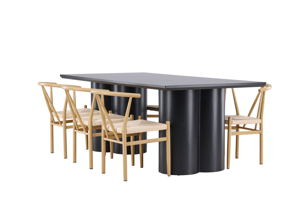 Olivia Esstisch mit Stühlen Alfons in Beige präsentiert im Onlineshop von KAQTU Design AG. Esszimmerset ist von Venture Home