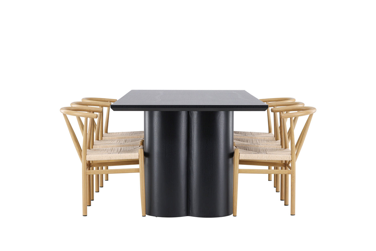 Olivia Esstisch mit Stühlen Alfons in Beige präsentiert im Onlineshop von KAQTU Design AG. Esszimmerset ist von Venture Home