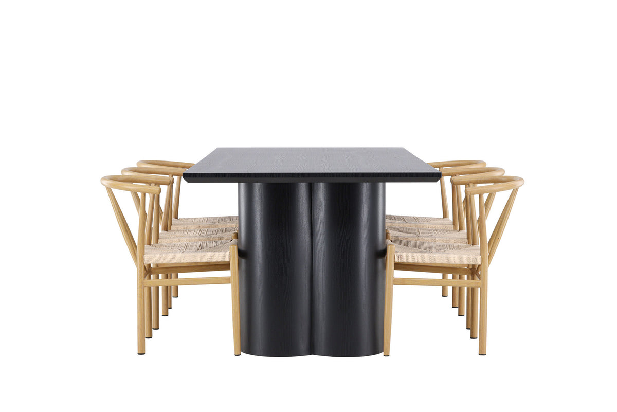 Olivia Esstisch mit Stühlen Alfons in Beige präsentiert im Onlineshop von KAQTU Design AG. Esszimmerset ist von Venture Home