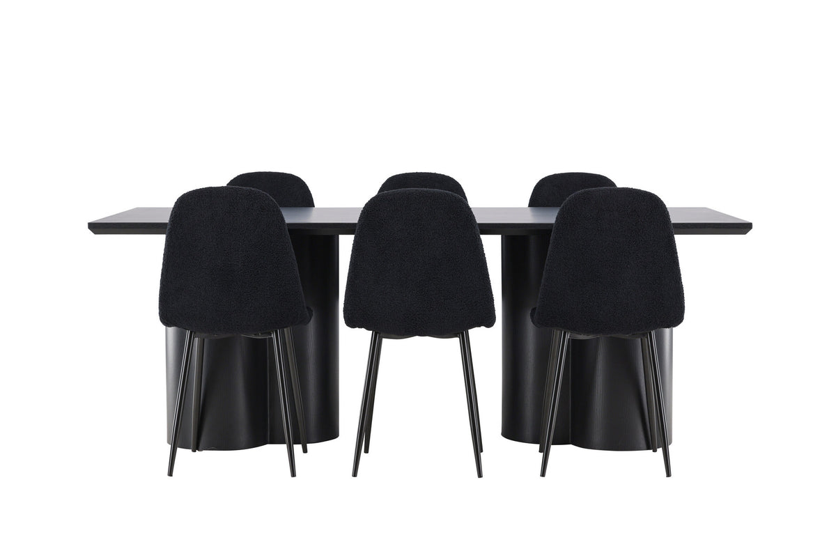 Olivia Esstisch mit Polar Stühlen in Schwarz präsentiert im Onlineshop von KAQTU Design AG. Esszimmerset ist von Venture Home