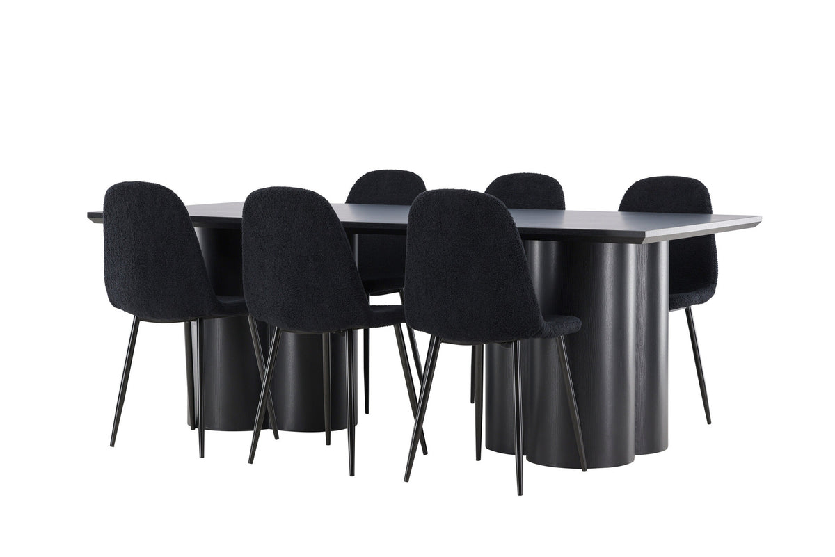 Olivia Esstisch mit Polar Stühlen in Schwarz präsentiert im Onlineshop von KAQTU Design AG. Esszimmerset ist von Venture Home