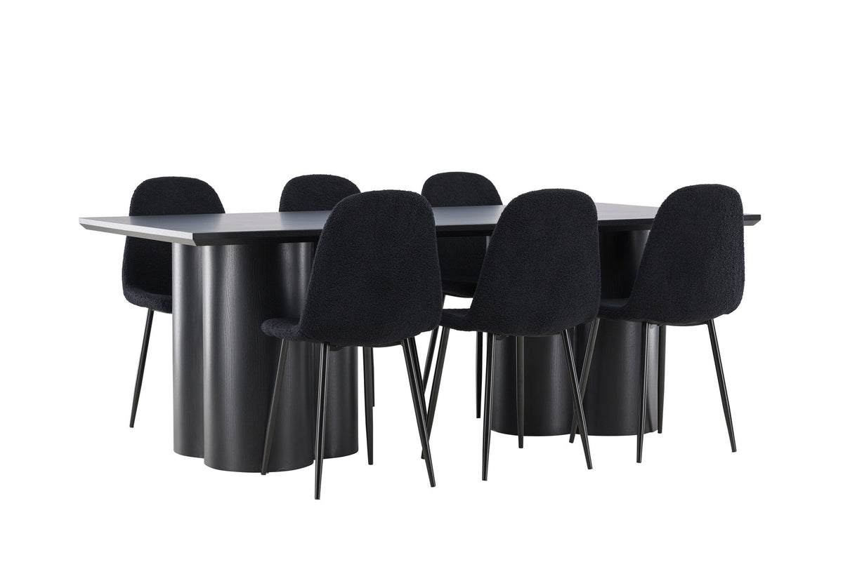 Olivia Esstisch mit Polar Stühlen in Schwarz präsentiert im Onlineshop von KAQTU Design AG. Esszimmerset ist von Venture Home