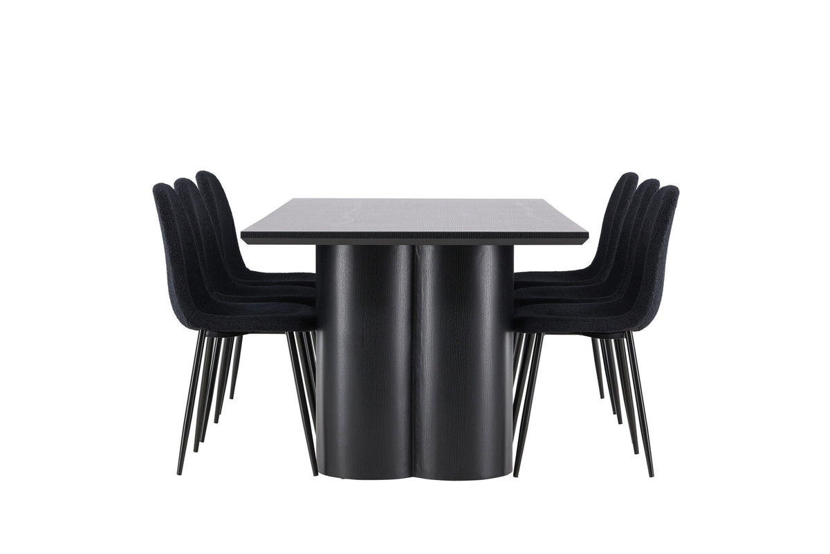 Olivia Esstisch mit Polar Stühlen in Schwarz präsentiert im Onlineshop von KAQTU Design AG. Esszimmerset ist von Venture Home