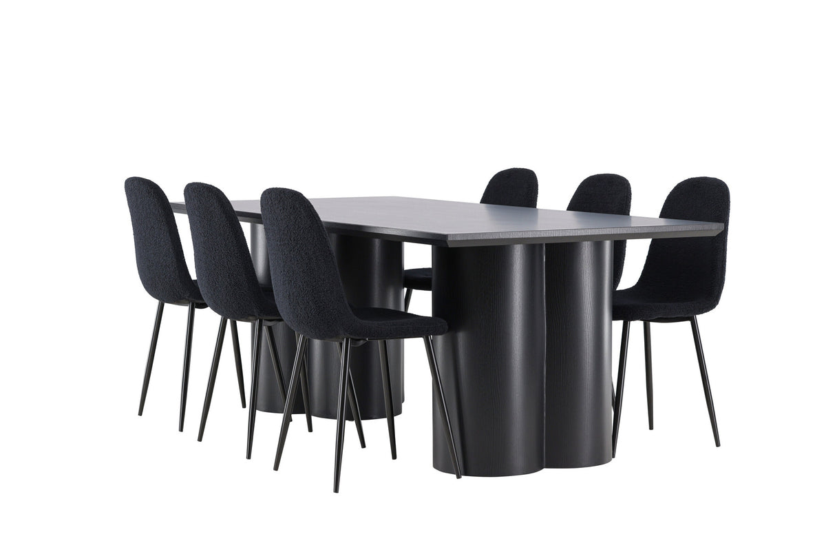 Olivia Esstisch mit Polar Stühlen in Schwarz präsentiert im Onlineshop von KAQTU Design AG. Esszimmerset ist von Venture Home