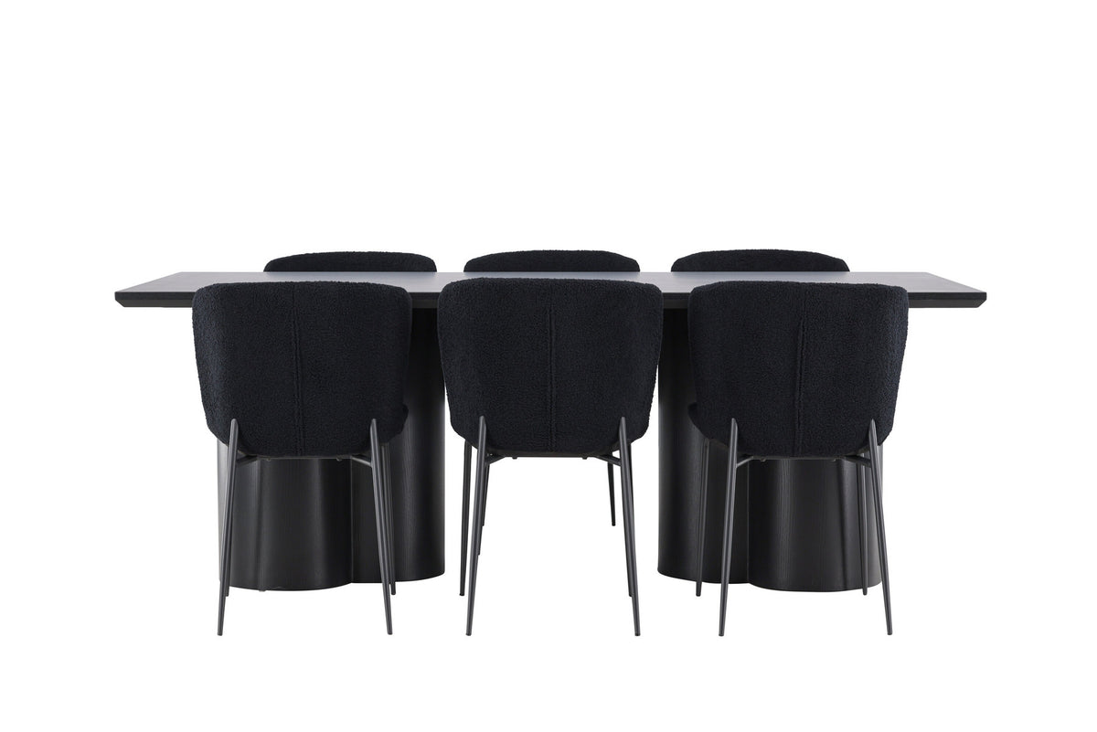 Olivia Esstisch mit Modesto Stühlen in Schwarz präsentiert im Onlineshop von KAQTU Design AG. Esszimmerset ist von Venture Home