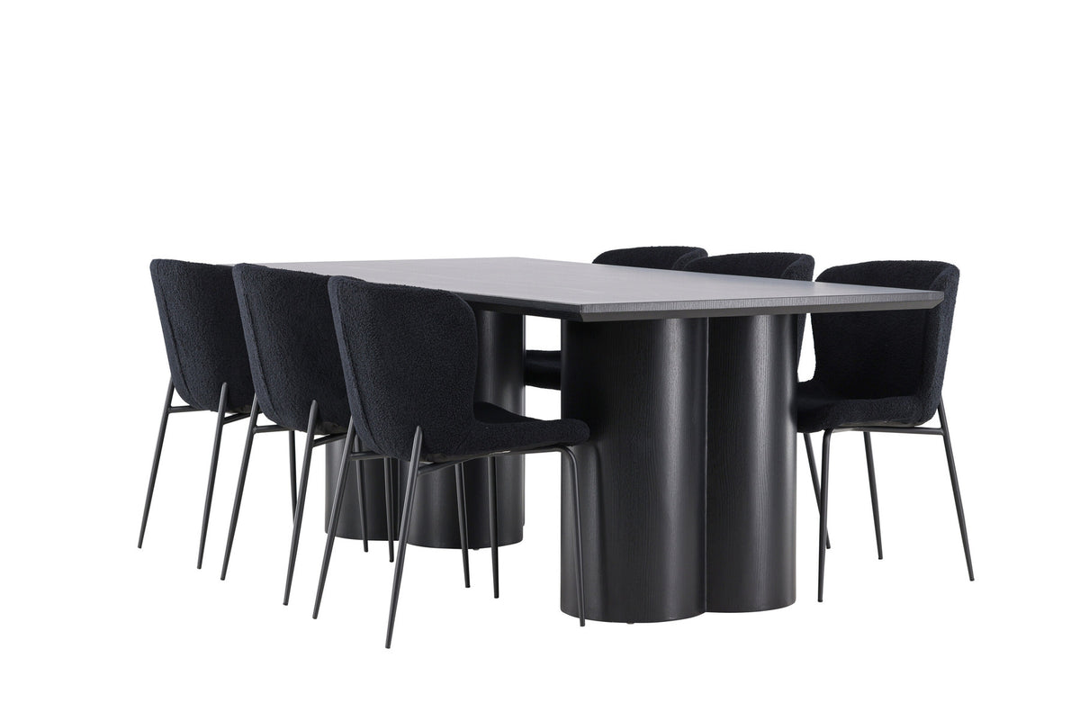 Olivia Esstisch mit Modesto Stühlen in Schwarz präsentiert im Onlineshop von KAQTU Design AG. Esszimmerset ist von Venture Home
