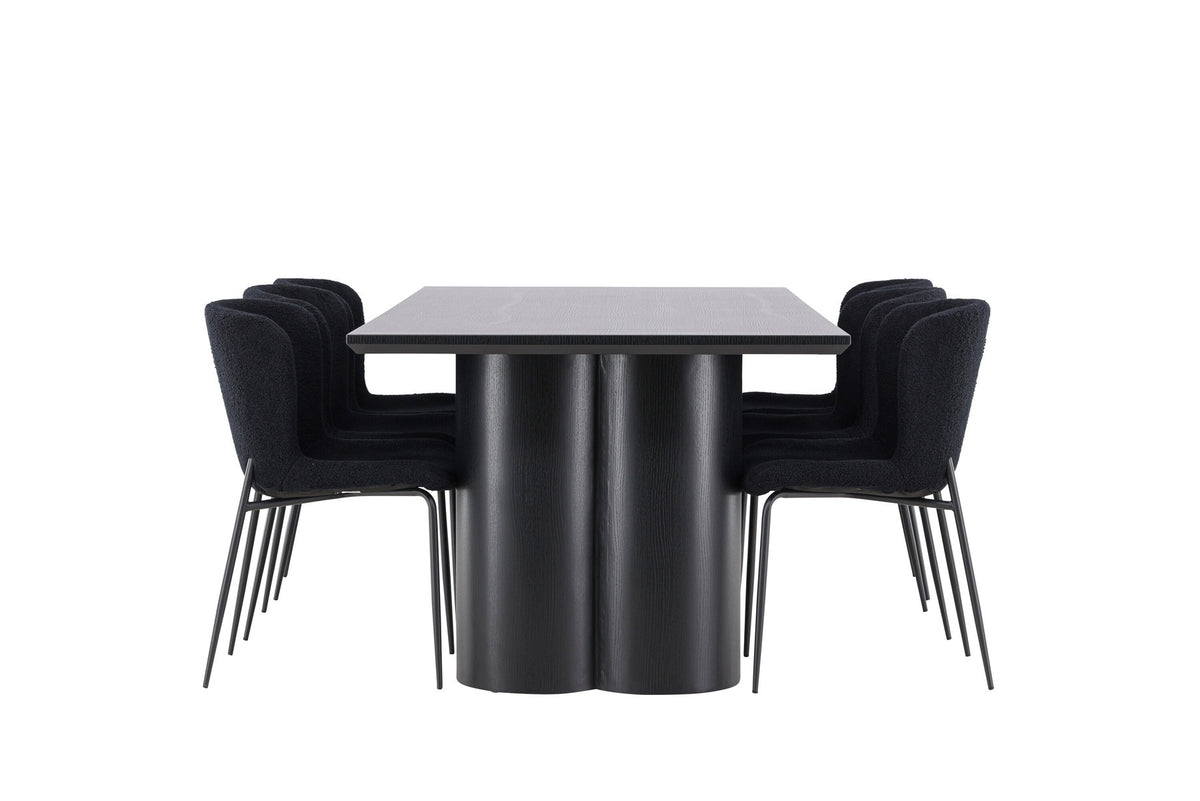 Olivia Esstisch mit Modesto Stühlen in Schwarz präsentiert im Onlineshop von KAQTU Design AG. Esszimmerset ist von Venture Home