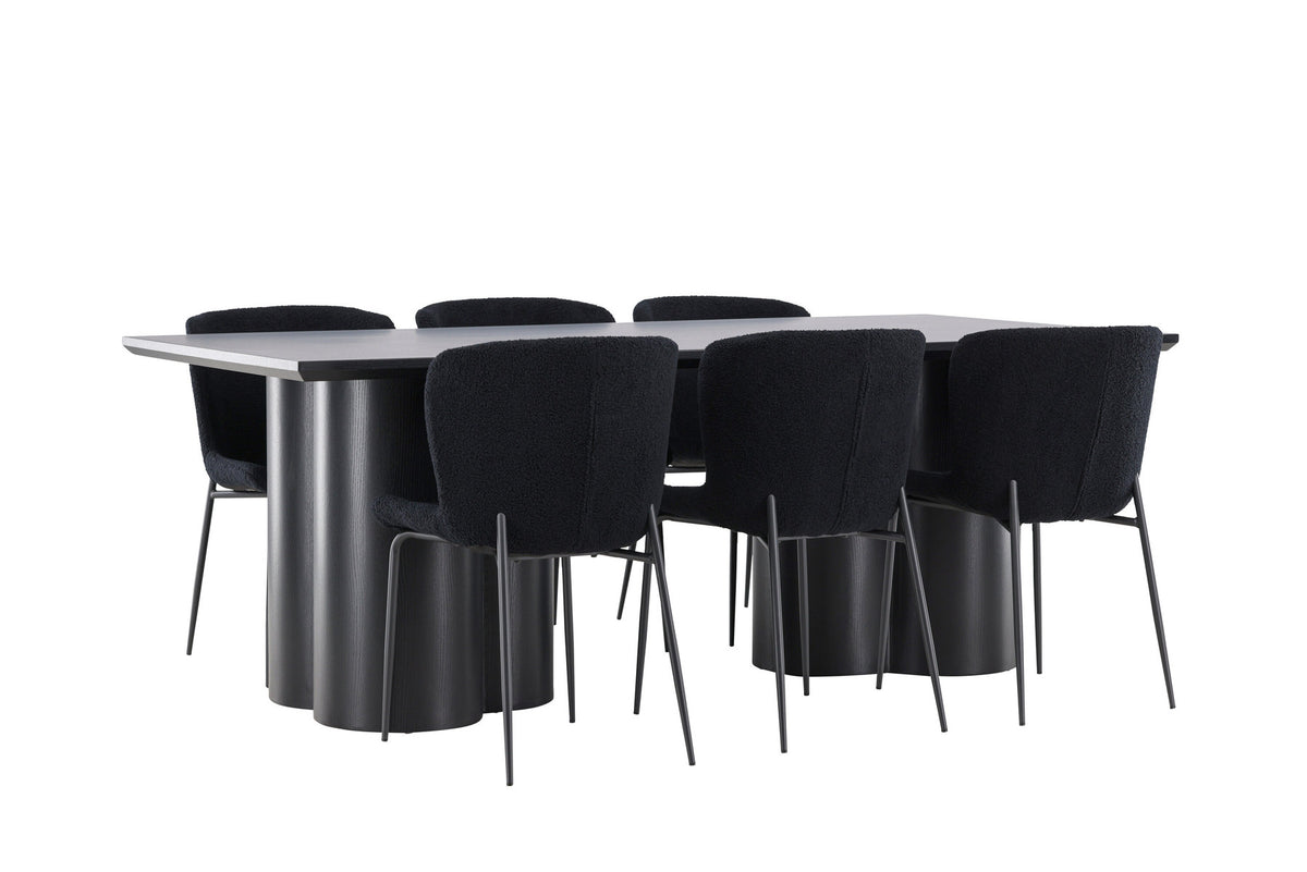 Olivia Esstisch mit Modesto Stühlen in Schwarz präsentiert im Onlineshop von KAQTU Design AG. Esszimmerset ist von Venture Home