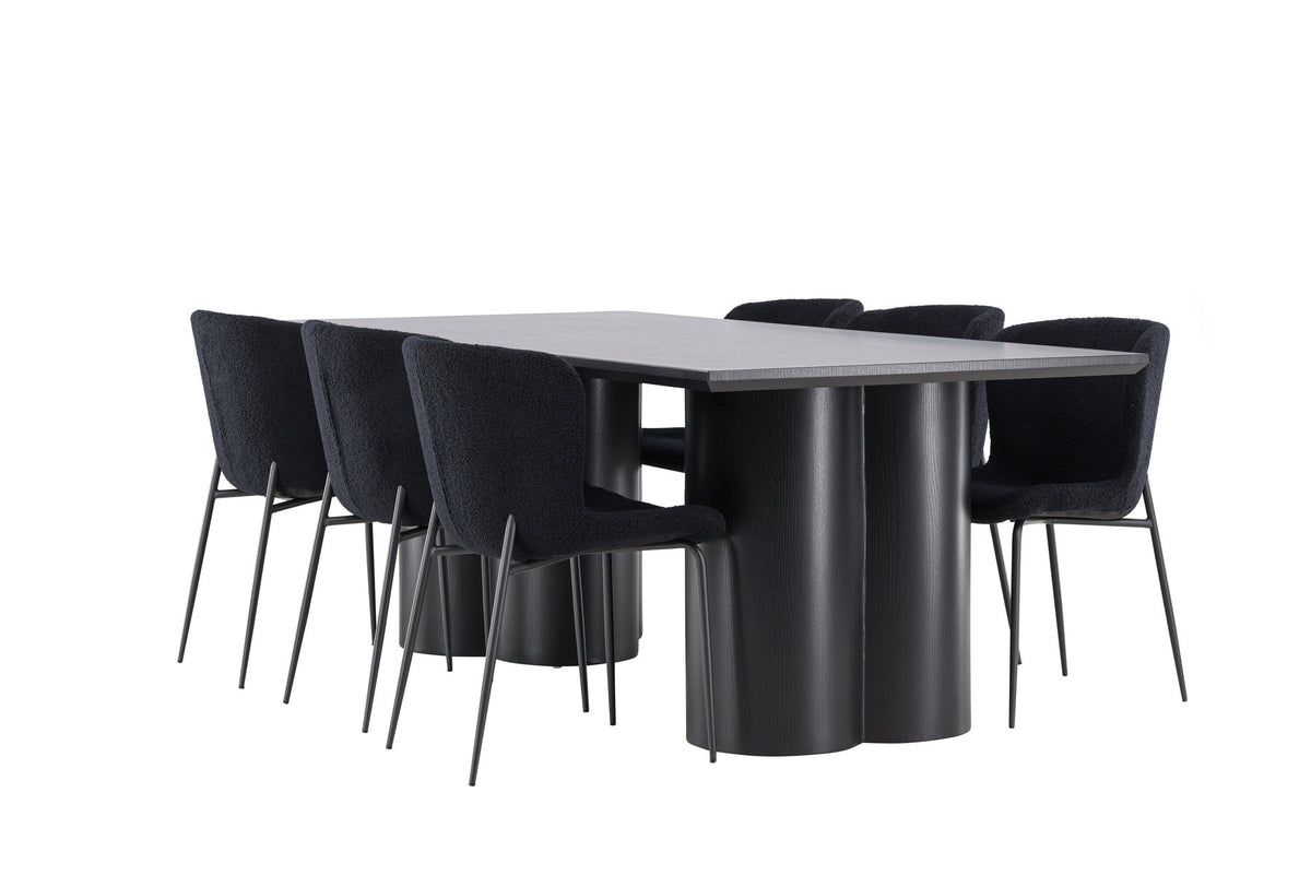 Olivia Esstisch mit Modesto Stühlen in Schwarz präsentiert im Onlineshop von KAQTU Design AG. Esszimmerset ist von Venture Home
