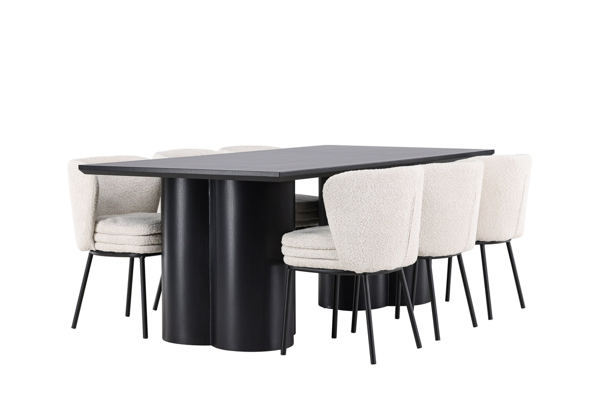Olivia Esstisch mit Agnes Stühlen in Weiss präsentiert im Onlineshop von KAQTU Design AG. Esszimmerset ist von Venture Home